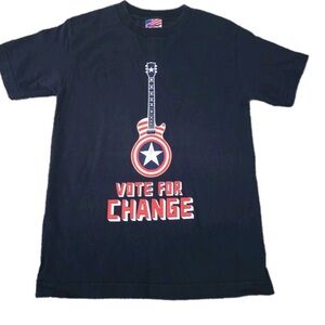Black "Vote for Change" Graphic Tee with Red & White Accent